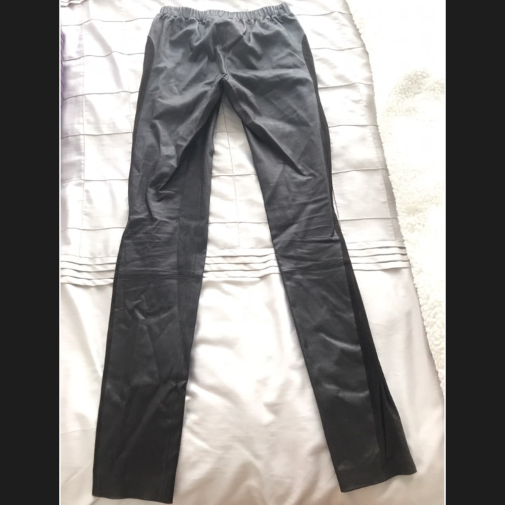 Leather and suede leggings