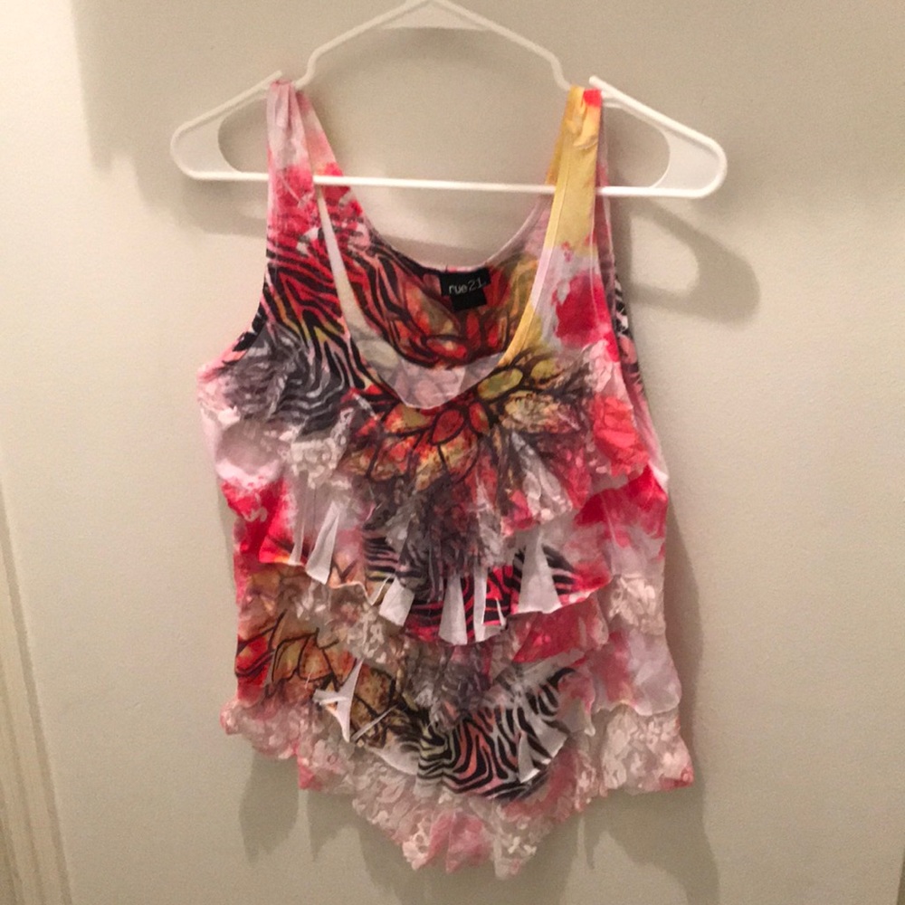Rue21 ruffled printed tank