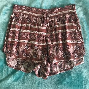 Floral Print Tropical Flowy Shorts