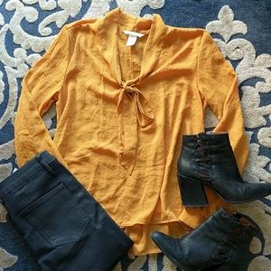 Retro Pussybow mustard shirt