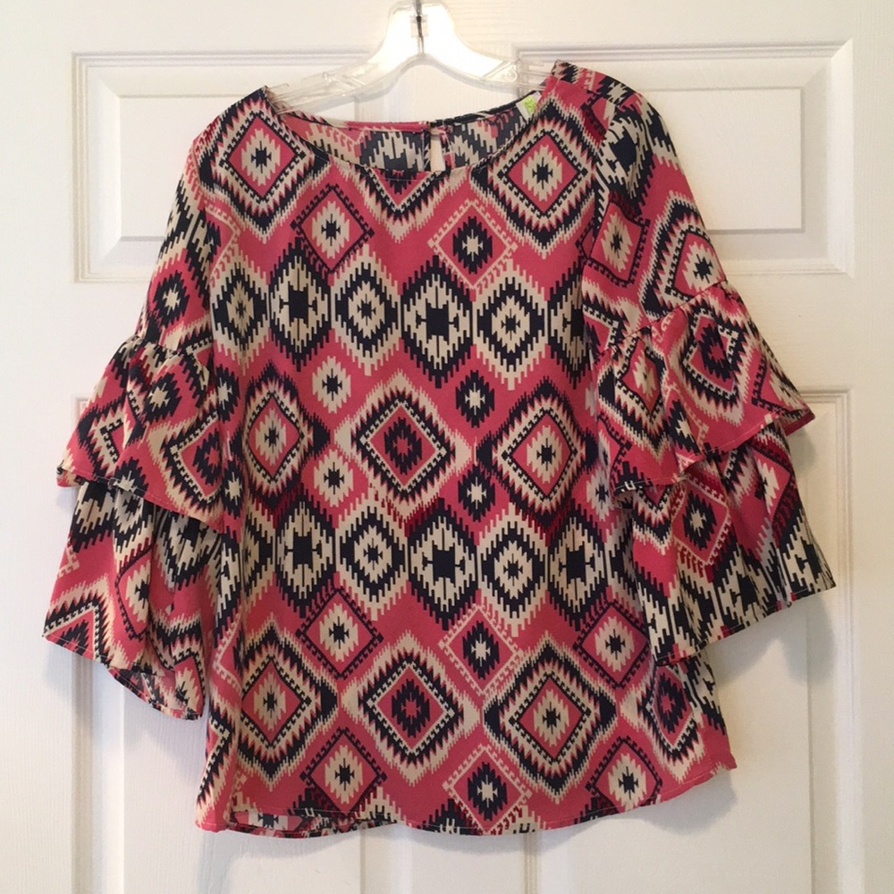 Ruffle sleeve boutique top