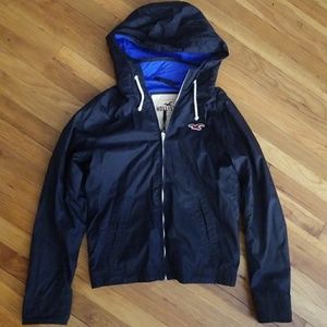 Navy blue Hollister rain jacket