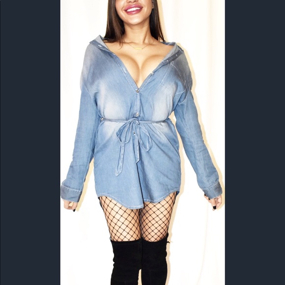 NWT Denim Shirt-Style Dress - Picture 2 of 6