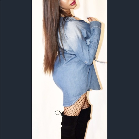 NWT Denim Shirt-Style Dress - Picture 3 of 6