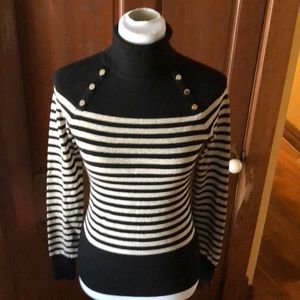 WHBM black and gold stripe turtleneck sweater
