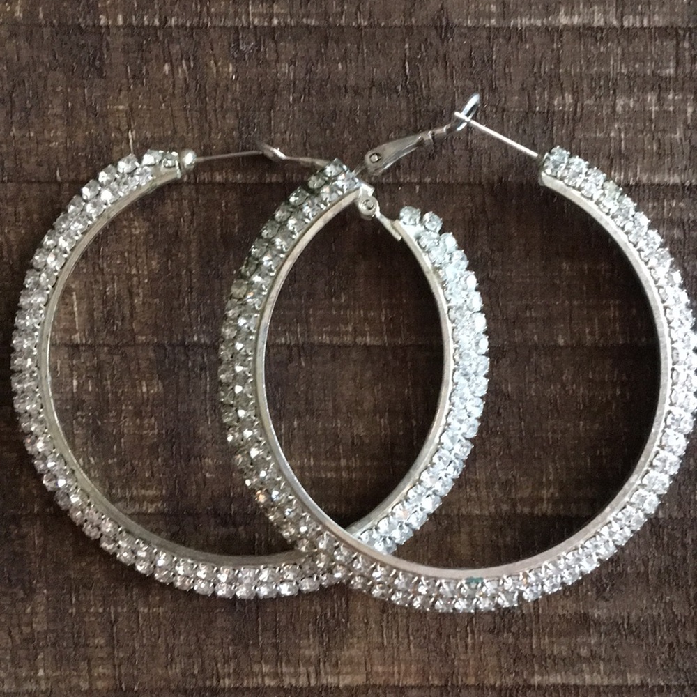 Round rhinestone hoops