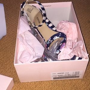 Floral & Stripe chunky heel