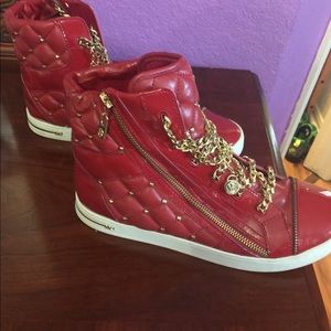Michael Kors Womens MK Quilted High Tops in Red