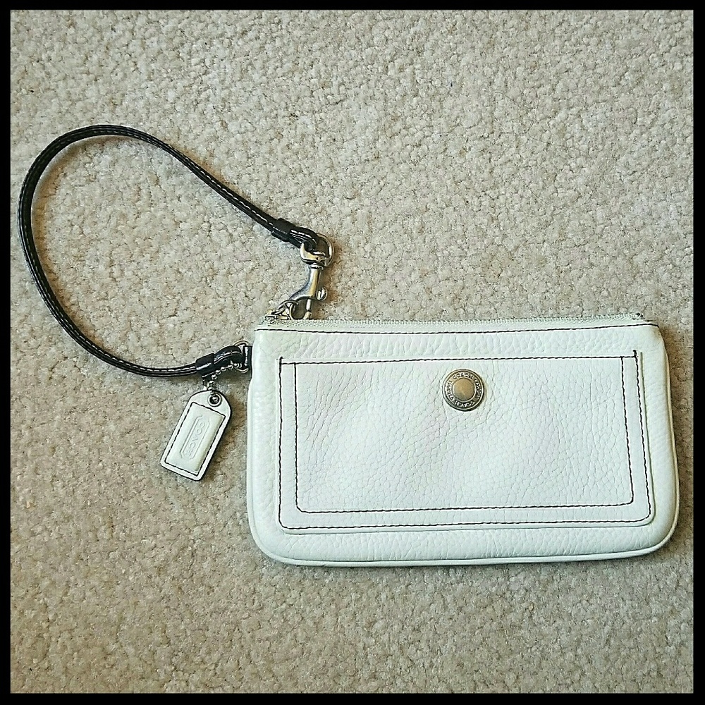 Coach Ivory & Brown Medium Wristlet