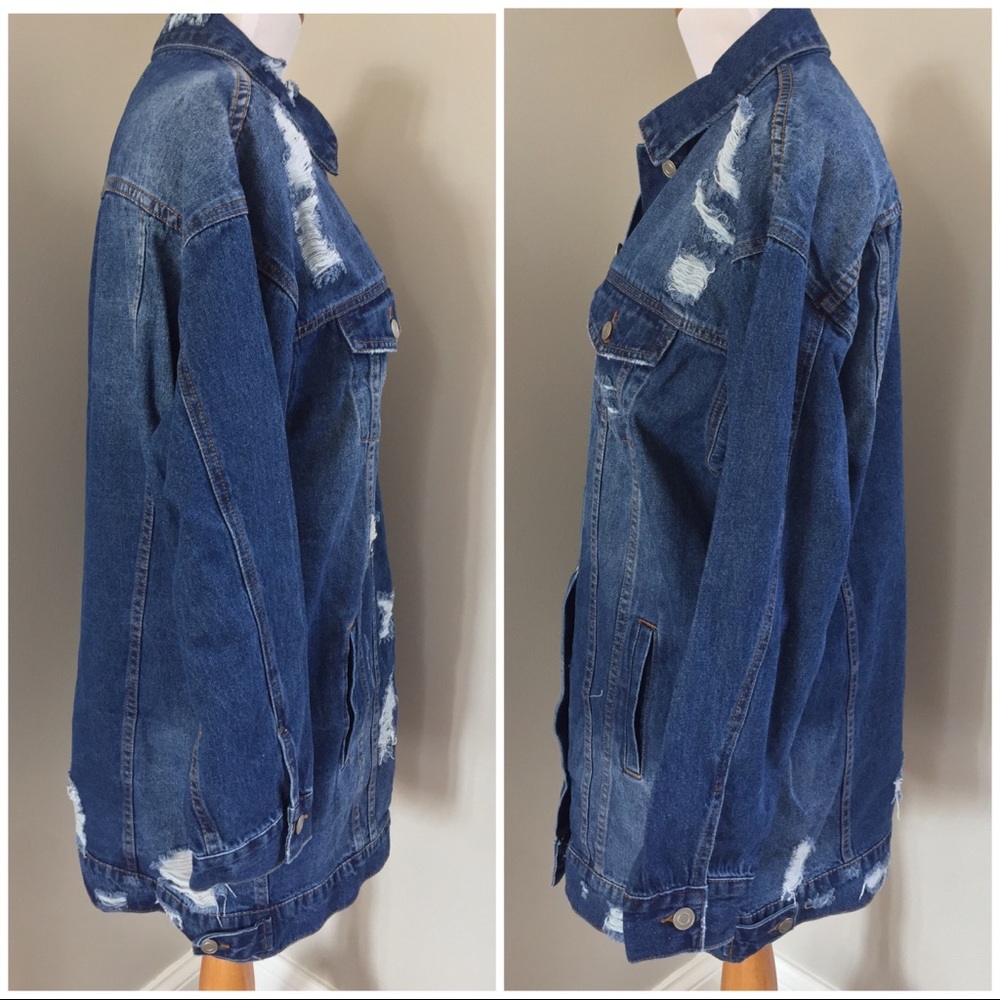 SOLD ON POSHMARK! Oversized Distressed Denim JKT - Picture 7 of 8