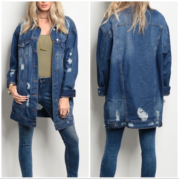 SOLD ON POSHMARK! Oversized Distressed Denim JKT - Picture 5 of 8