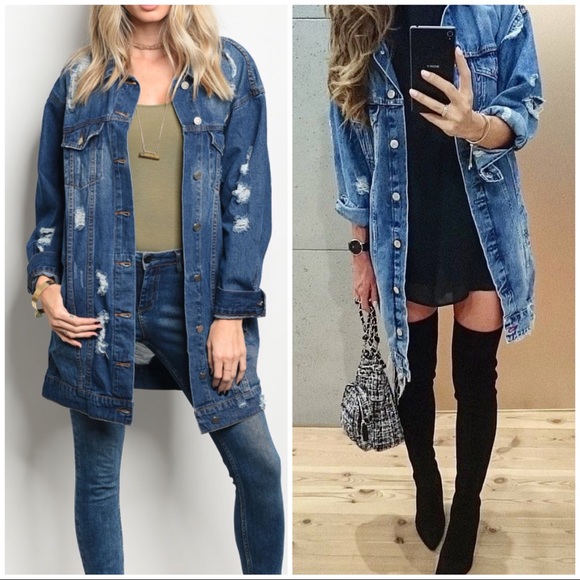 SOLD ON POSHMARK! Oversized Distressed Denim JKT - Picture 4 of 8