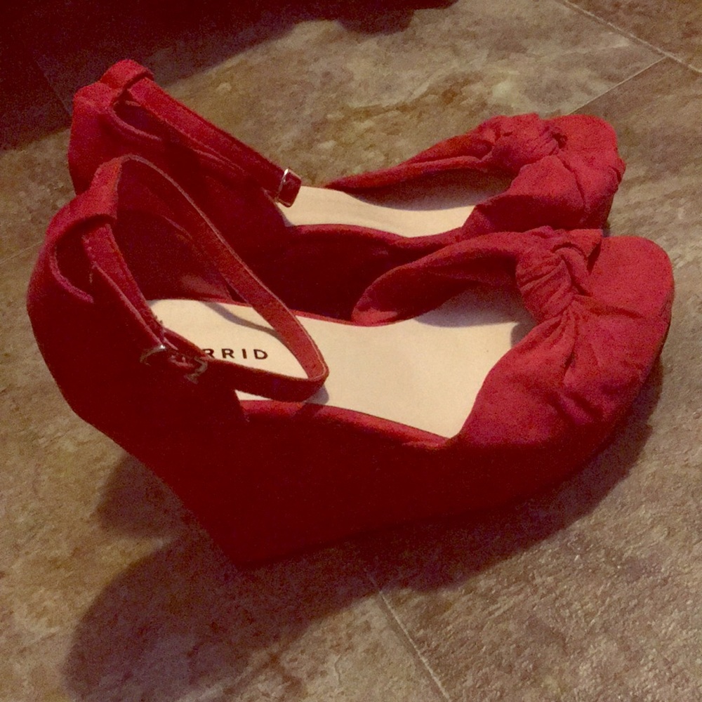 Torrid: Brand New Suede Red Wedges —  Size 9