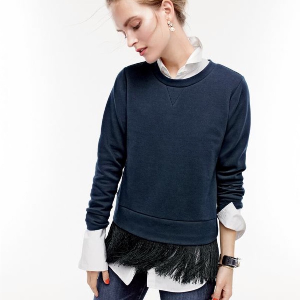 J Crew Sweatshirt with Fringe Hem size Large
