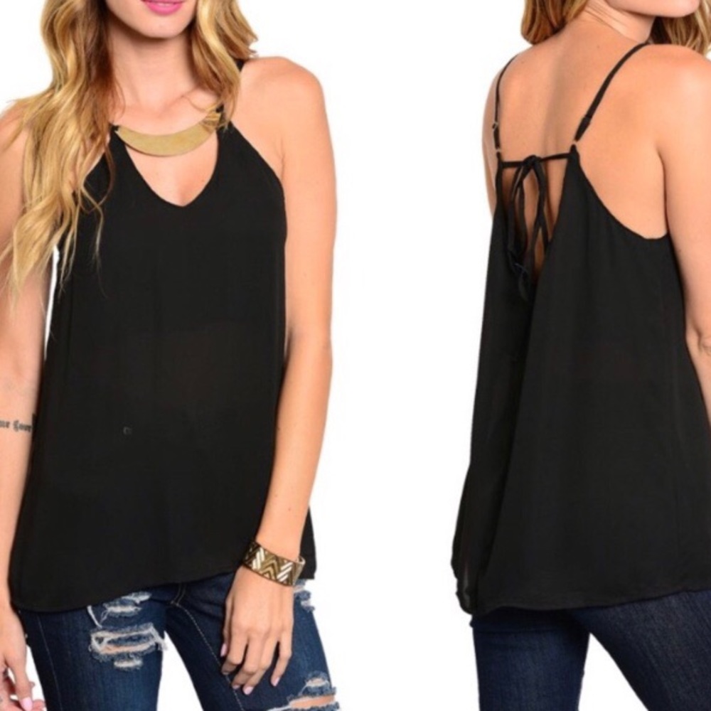 🆕Black w/Gold Metallic Neckline Top