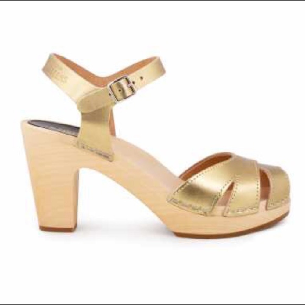 NIB Swedish Hasbeens "Suzanne" Gold EU38 US8