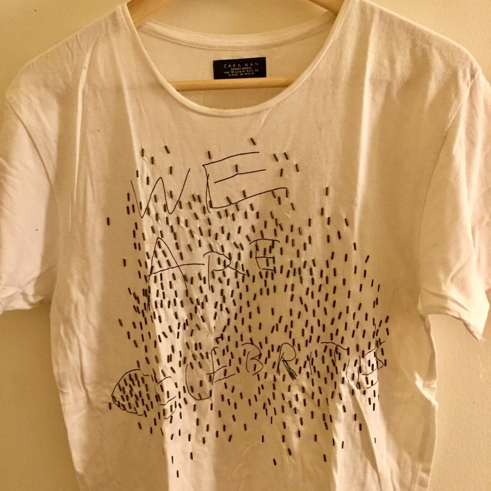 Zara Man White We Are Celebrities T-shirt