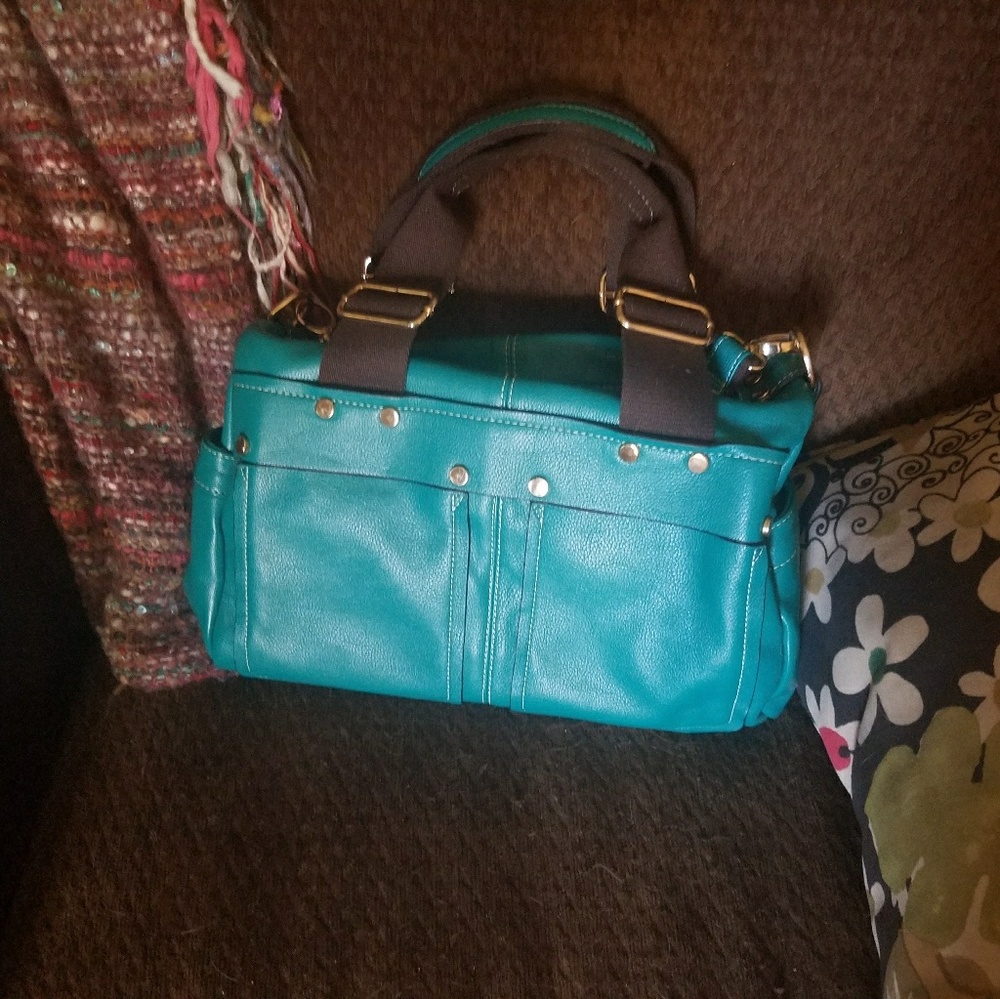 Mellow World Turquoise Satchel with Gold Studs