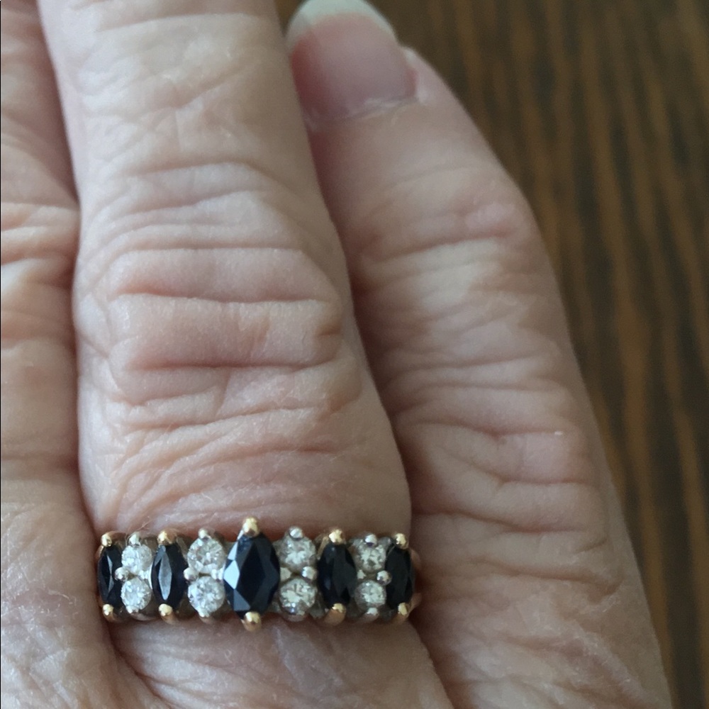 Vintage 14K Sapphire and Diamond Ring Size 6.