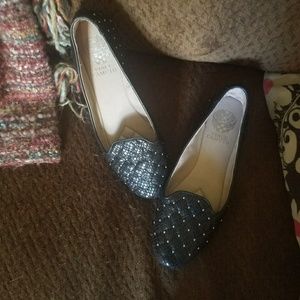 Vince Camuto Black Studded Loafers