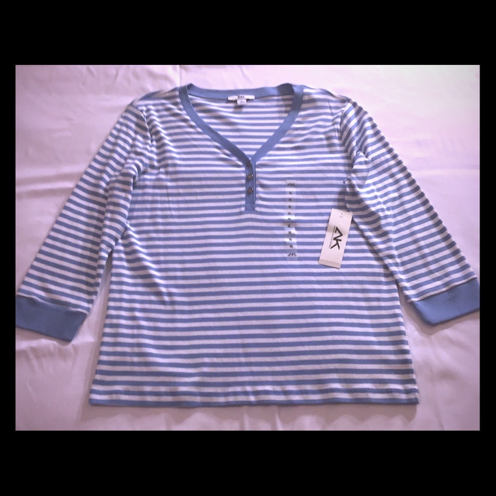 NWT Anne Klein Stripe 3/4 Sleeve Top Sz XL