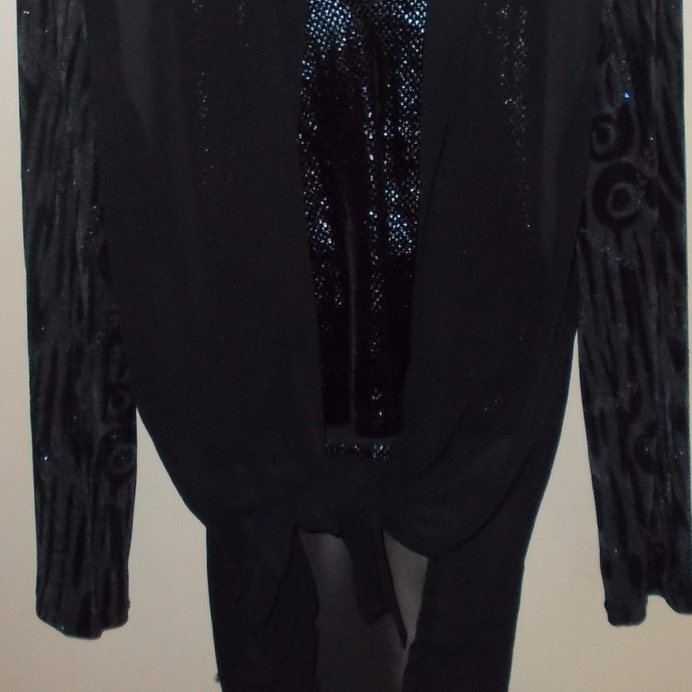 SHEER BLACK DUSTER  WITH ANIMAL PRINT SZ.  MED
