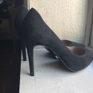 Black suede pointy heels