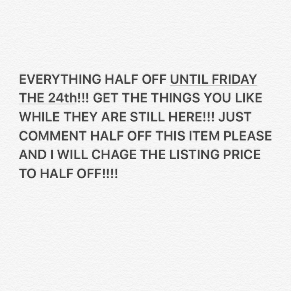 ALL ITEMS HALF OFF