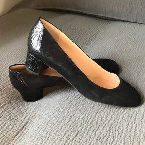 J.crew suede pumps with croc heel