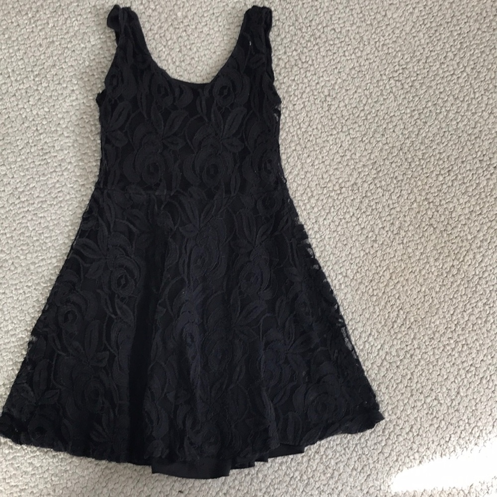 Black Lace Floral Dress