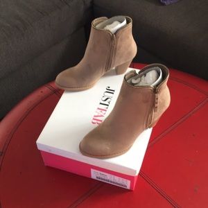 Booties, taupe suede