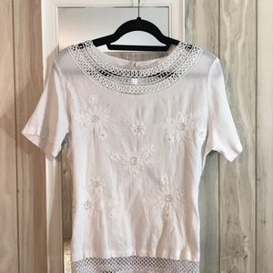 While top with flowers embroidery/sparkle