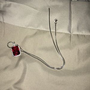 Ruby with real silver and diamonds