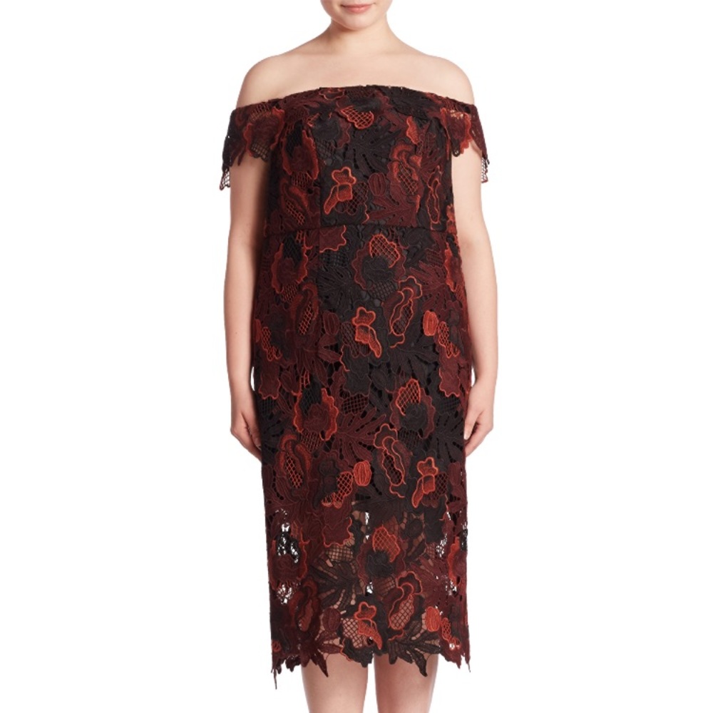 ABS Allen Schwartz Plus Size Lace Cocktail Dress