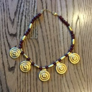 Red and gold statement necklace