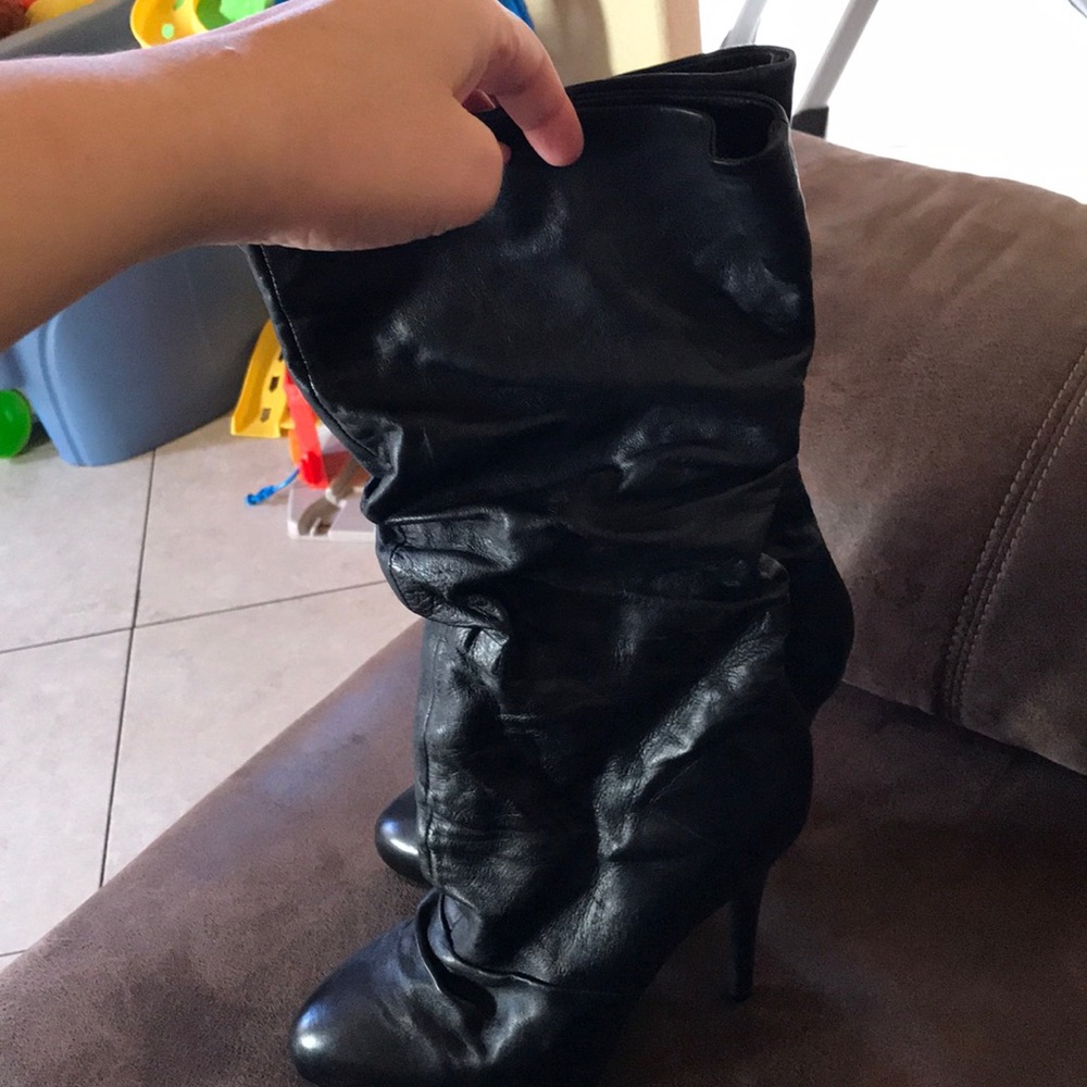 Black mid calf boots