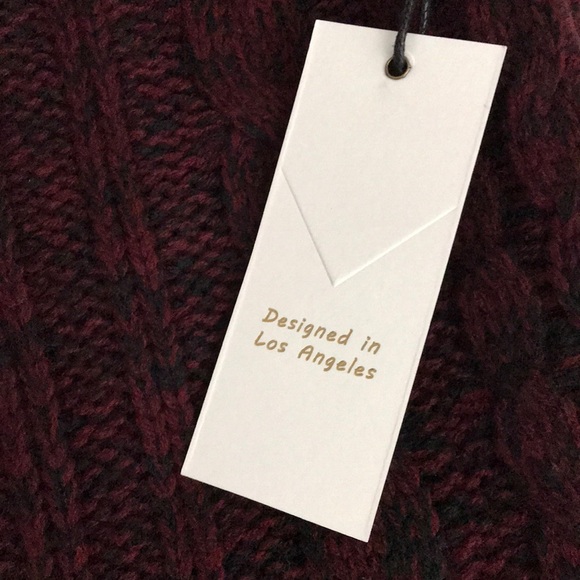 NWT Burgundy Cable Knit Cold Shoulder Sweater - Picture 4 of 4