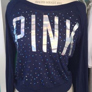 PINK navy blue long sleeve shirt with jems