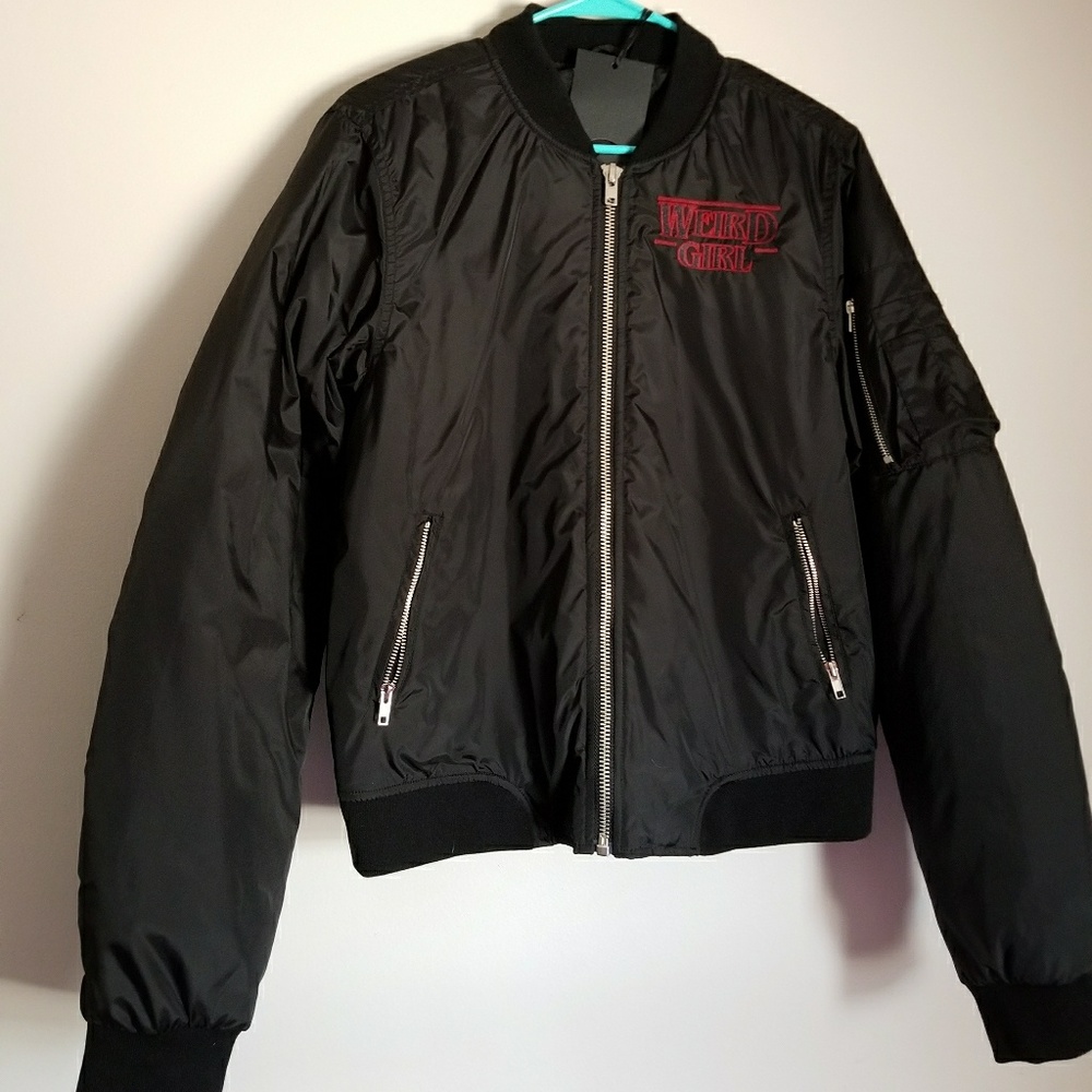 weird girl bomber jacket