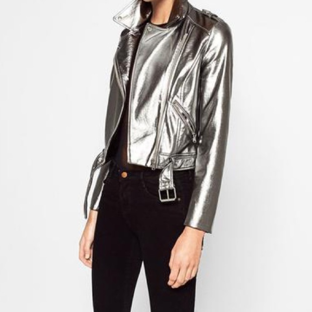 Zara silver Moto jacket in good condition