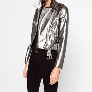 Zara silver Moto jacket in good condition