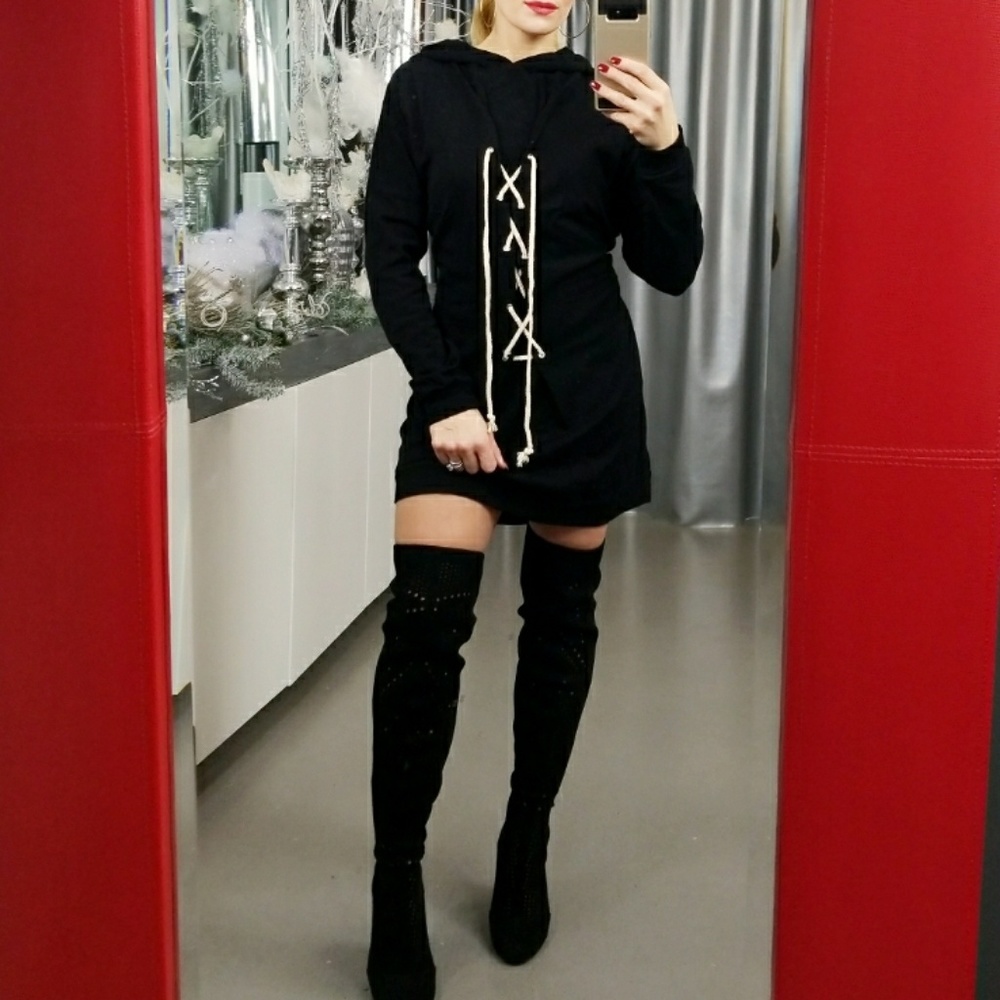 LAST 2OVERSIZED LACE-UP SWEATSHIRT DRESS - Picture 4 of 4