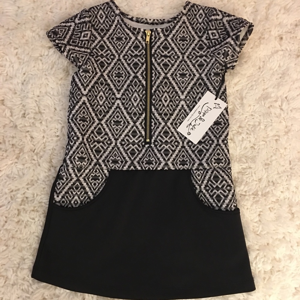 Pippa & Julie black and white modern dress.