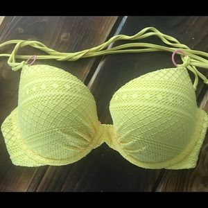 Aerie Yellow Crochet Swim Top