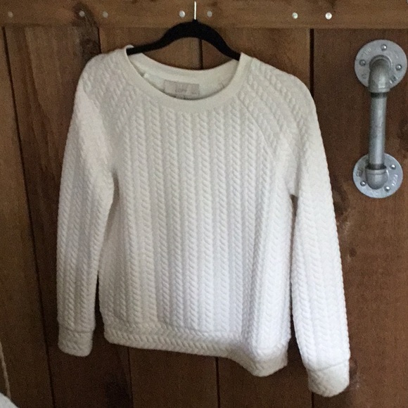 Ann Taylor Loft Cream Crew Neck Top - Picture 2 of 3