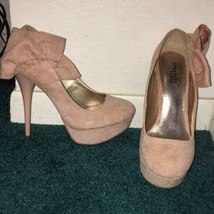 pink suede platform heels