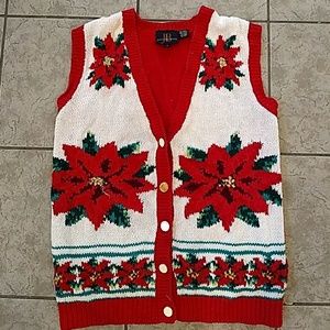 Poinsettia holiday vest