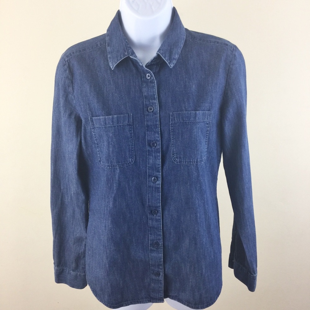LOFT Ann Taylor Button Down Soft Denim Shirt XS