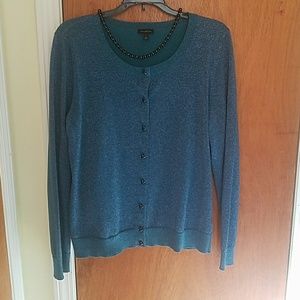 Teal metallic cardigan