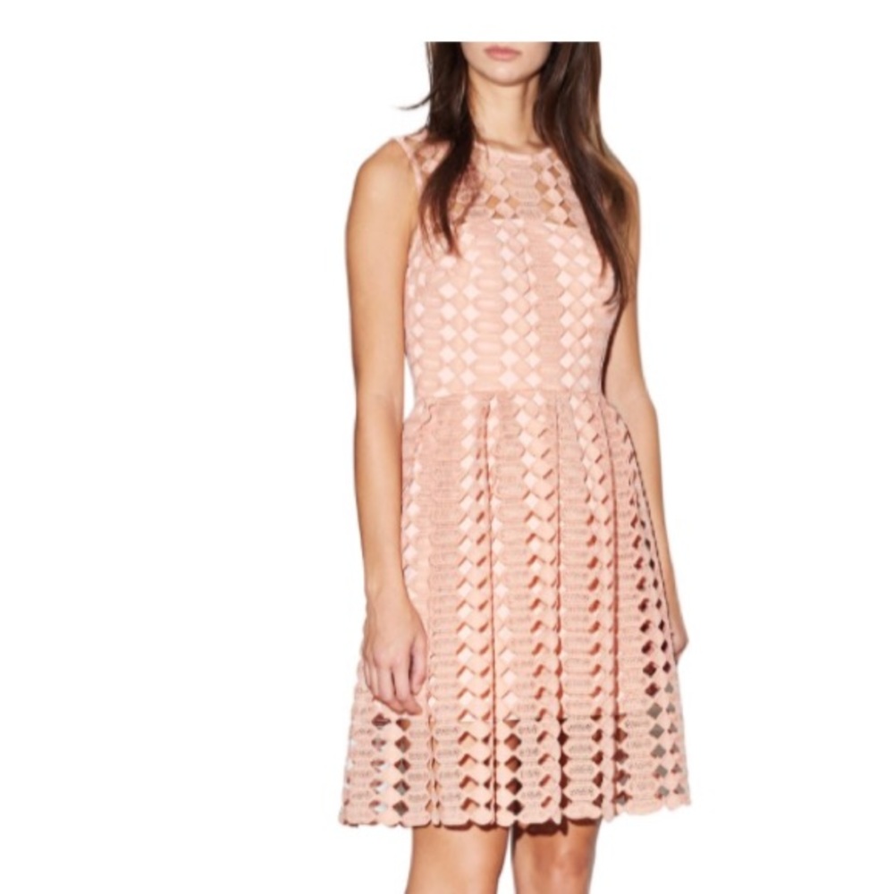 Cynthia Rowley Light Pink Geo Lace illusion neck